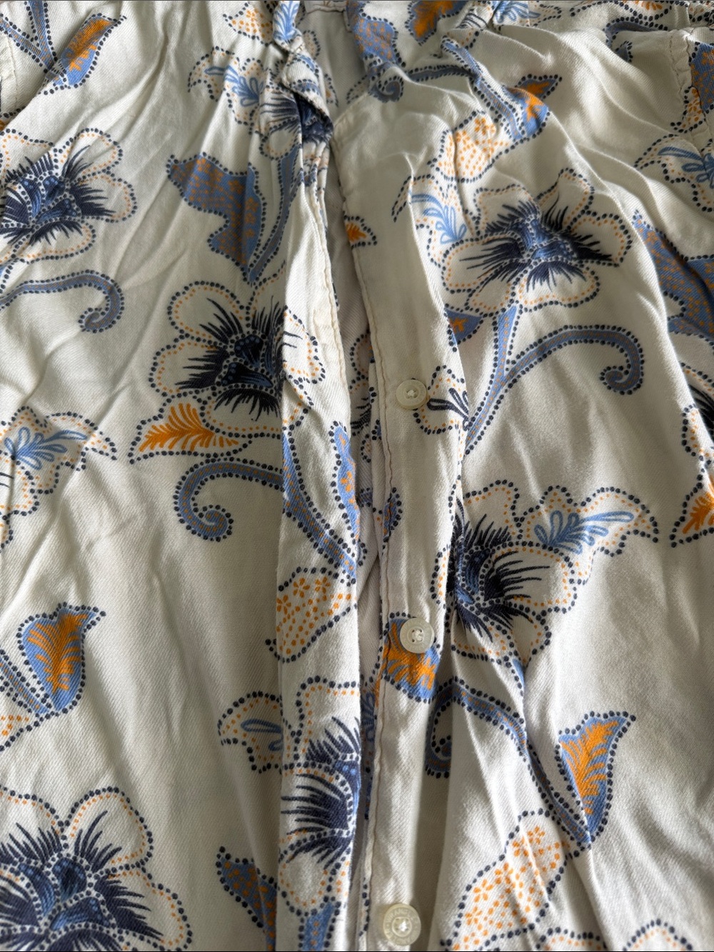 Wrangler Country Western Floral Short-Sleeve Button Shirt Cream Beach Cruise - Picture 3 of 8